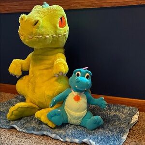Vibrant Green and Blue Dinosaur Plush Duo